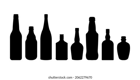 set wine bottle beer icon sign signifier vector