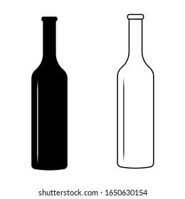 set wine bottle with glare light vector sign icon wine bottle simple design