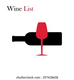 Set of wine bottle and glass silhouette vector illustration