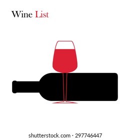 Set of wine bottle and glass silhouette vector illustration