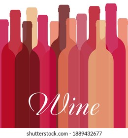 Set of wine bottles isolated on white background. Wine bottle, made in a realistic style. Alcoholic drink. White and red wine. Vector illustration