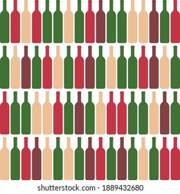 Set of wine bottles isolated on white background. Wine bottle, made in a realistic style. Alcoholic drink. White and red wine. Vector illustration