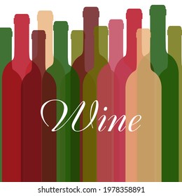 Set of wine bottles isolated on white background. Wine bottle, made in a realistic style. Alcoholic drink. White and red wine. Vector illustration