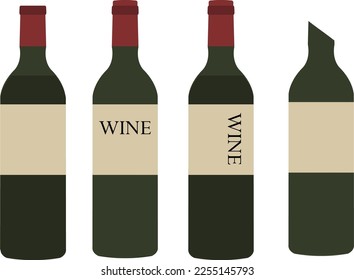 Set of wine bottles in vector