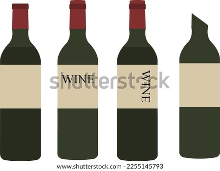 Set of wine bottles in vector