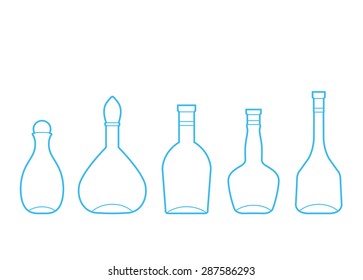 set of wine bottles. Vector illustration.