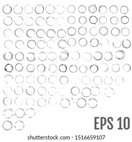 Set of wine or coffee stains. Ink spots and splatters. Vector black shapes of Wine circle and Coffee ring stains. Grunge style design