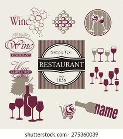 set of wine design elements