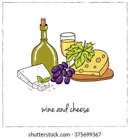 Set of wine drawings. Sketches. Hand-drawing. Vector illustration of for design menus, and packages product. Vector Illustration.