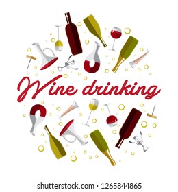 A set of wine drinking accessories on a white background