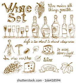 Set of wine elements for design vector illustration