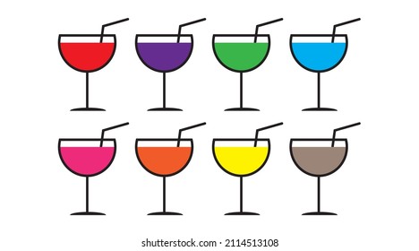 
Set of wine glass. Colorful wine glass vector icon. Suitable for drink company promotion, ornament of brewery