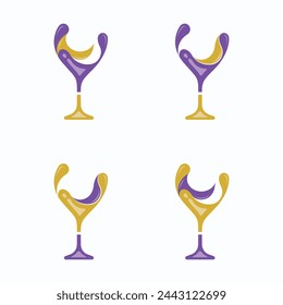 set of wine glass icon for wine business logo