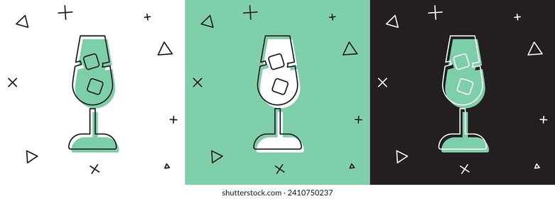 Set Wine glass icon isolated on white and green, black background. Wineglass sign.  Vector