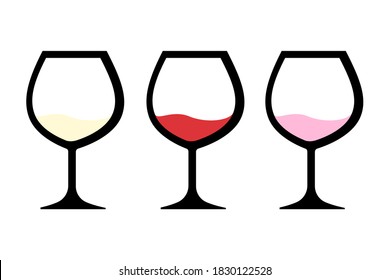 set of wine glass isolate on white background.