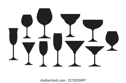 set of wine glass vector illustration