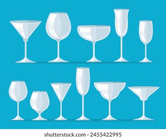 set of wine glass vector illustration