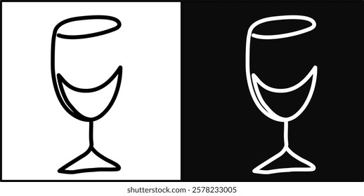 Set of wine glasses hand drawn