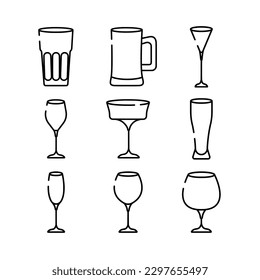 set of wine glasses icon for web