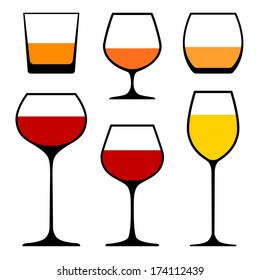 set of wine glasses icons, vector eps 10 illustration