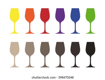 set of wine glasses on a white background