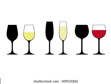 set of wine glasses on a white background