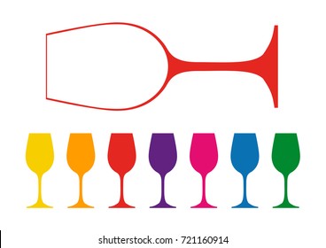 set of wine glasses on a white background