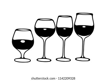 set of wine glasses vector