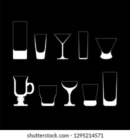 set of wine glasses. vector illustration on black background