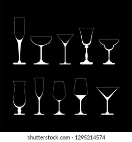 set of wine glasses. vector illustration on black background