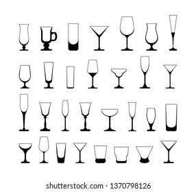 set of wine glasses. vector illustration isolated on white background