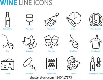 set of wine icon, such as grape, cheese, barrel, bottle, glass