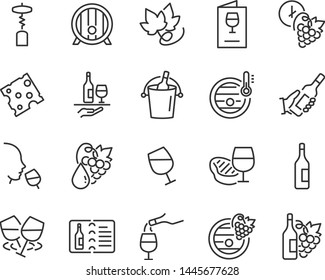 set of wine icons, such as grape, drinks, alcohol, bottle