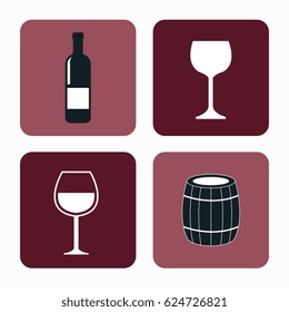 set wine label design isolated