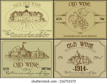 set of wine labels