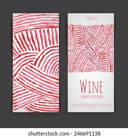 Set of wine labels. Artistic watercolor background