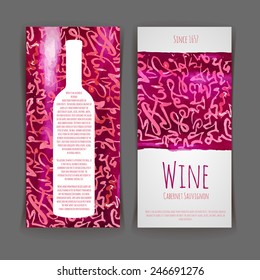 Set of wine labels. Artistic watercolor background