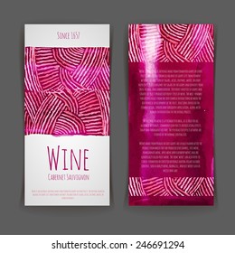 Set of wine labels. Artistic watercolor background