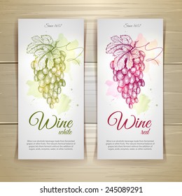 Set of wine labels. Grapes sketch