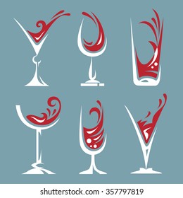 set of wine and liqueur glasses