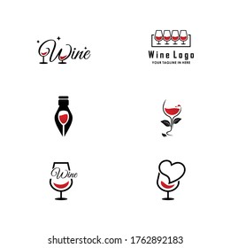 Set von Wein-Logo-Design-Vorlage Vektorgrafik, Getränk-Logo, Emblem, Vektorgrafik-Vorlage