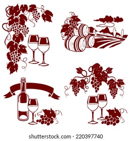 set of wine logos, imprint. vector illustration