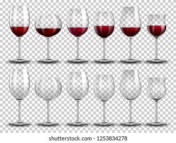 Set of wine on different glasses illustration