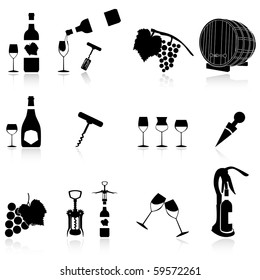 set of wine symbol,the shadow and the icons are set on a different layer