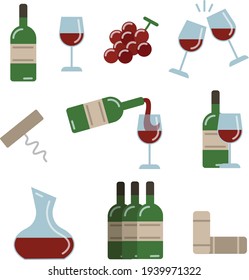 Set of wine themed icons