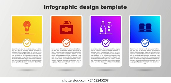 Set Wine time, Cardboard box of wine, Bottle and Wooden barrel for. Business infographic template. Vector