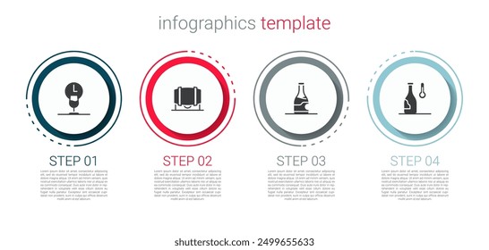 Set Wine time, Wooden barrel for wine, Bottle of and temperature. Business infographic template. Vector