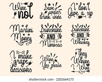 Set of wine t-shirt design 