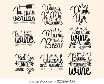 Set of wine t-shirt design 