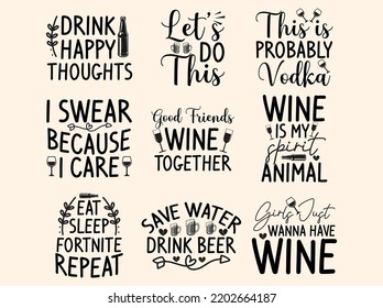 Set of wine t-shirt design 